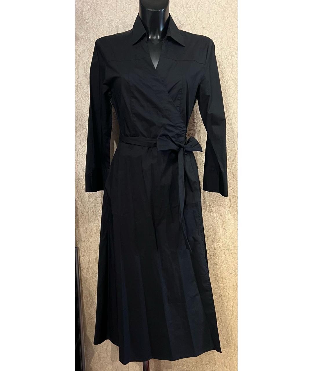 'S MAX MARA Черное хлопко-эластановое платье, фото 3