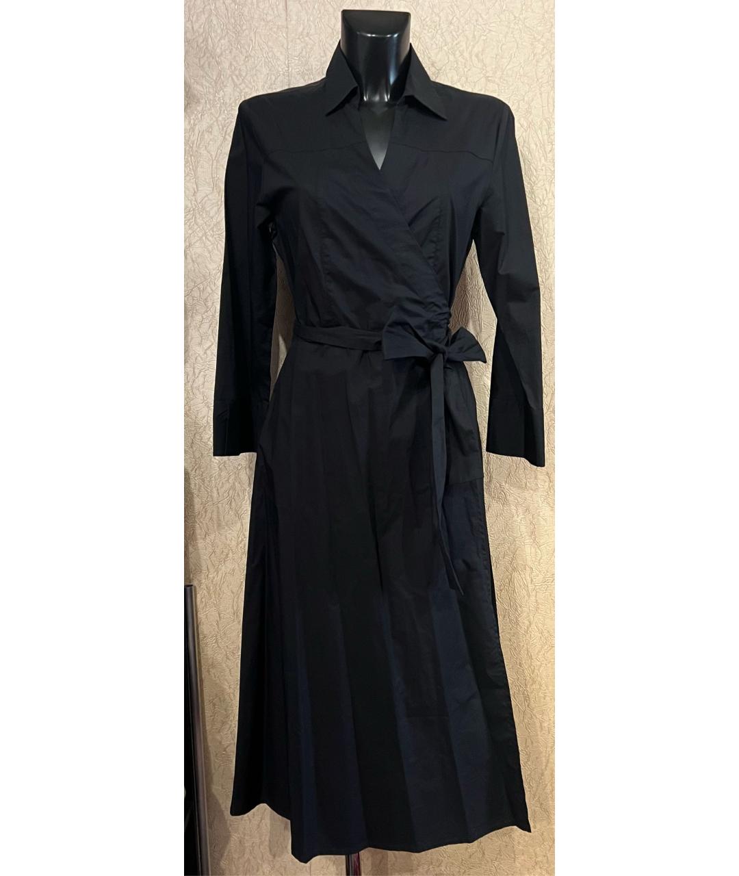 'S MAX MARA Черное хлопко-эластановое платье, фото 5