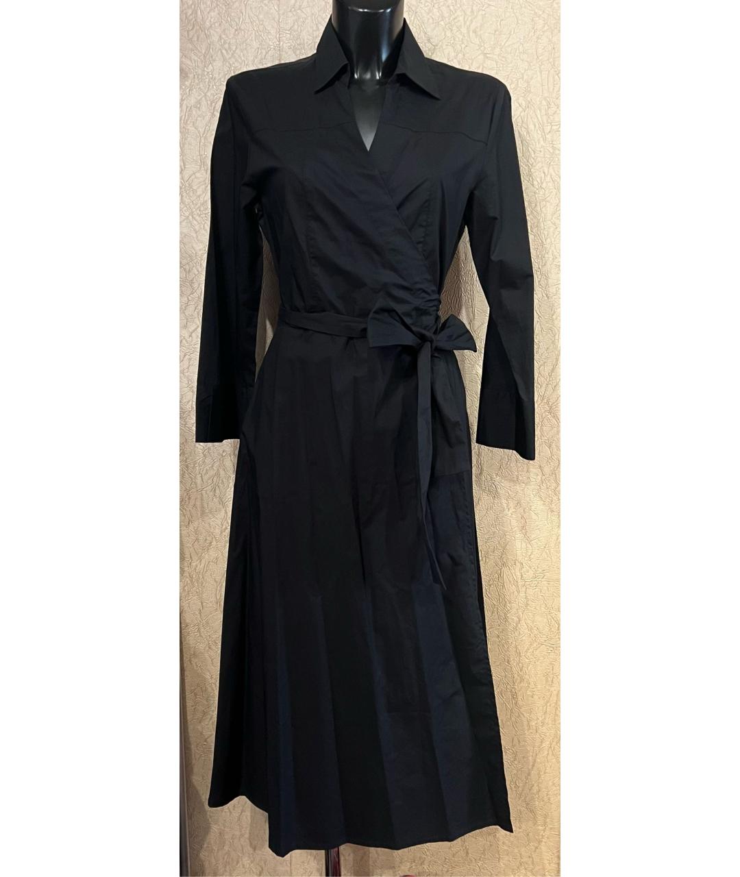 'S MAX MARA Черное хлопко-эластановое платье, фото 9