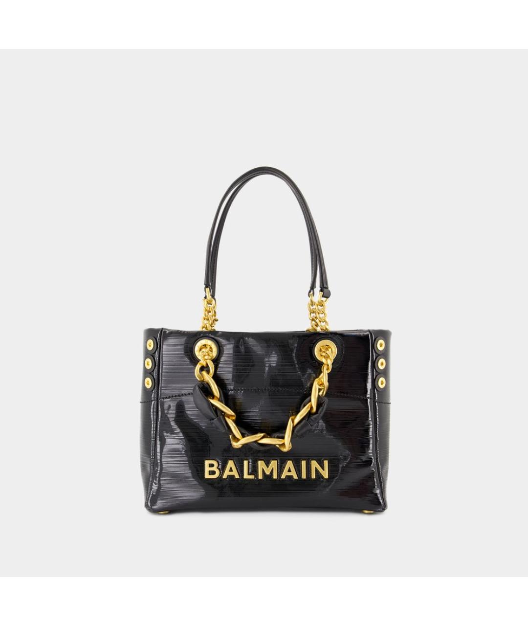 BALMAIN Черная кожаная сумка тоут, фото 4