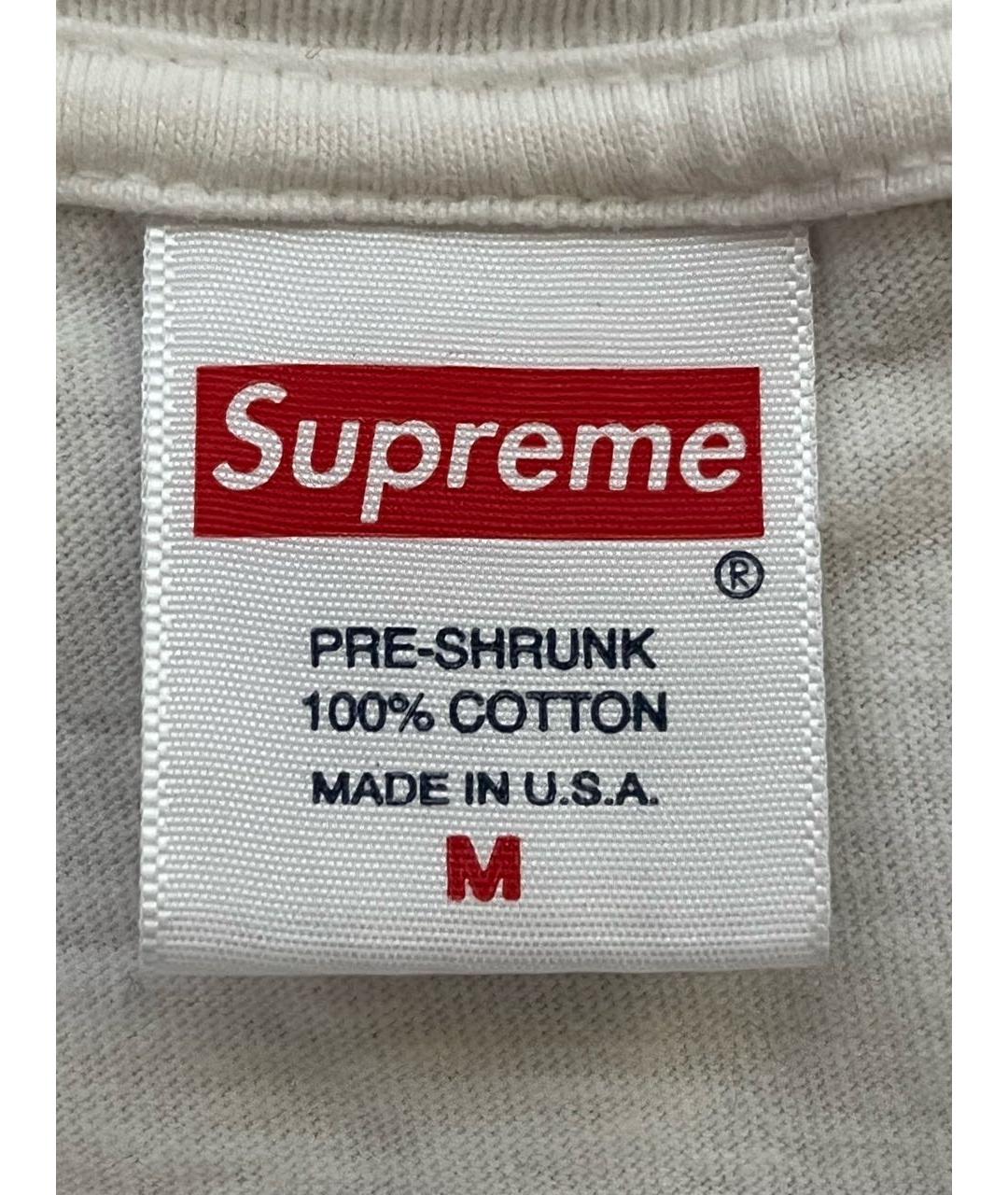 SUPREME Белая хлопковая футболка, фото 4