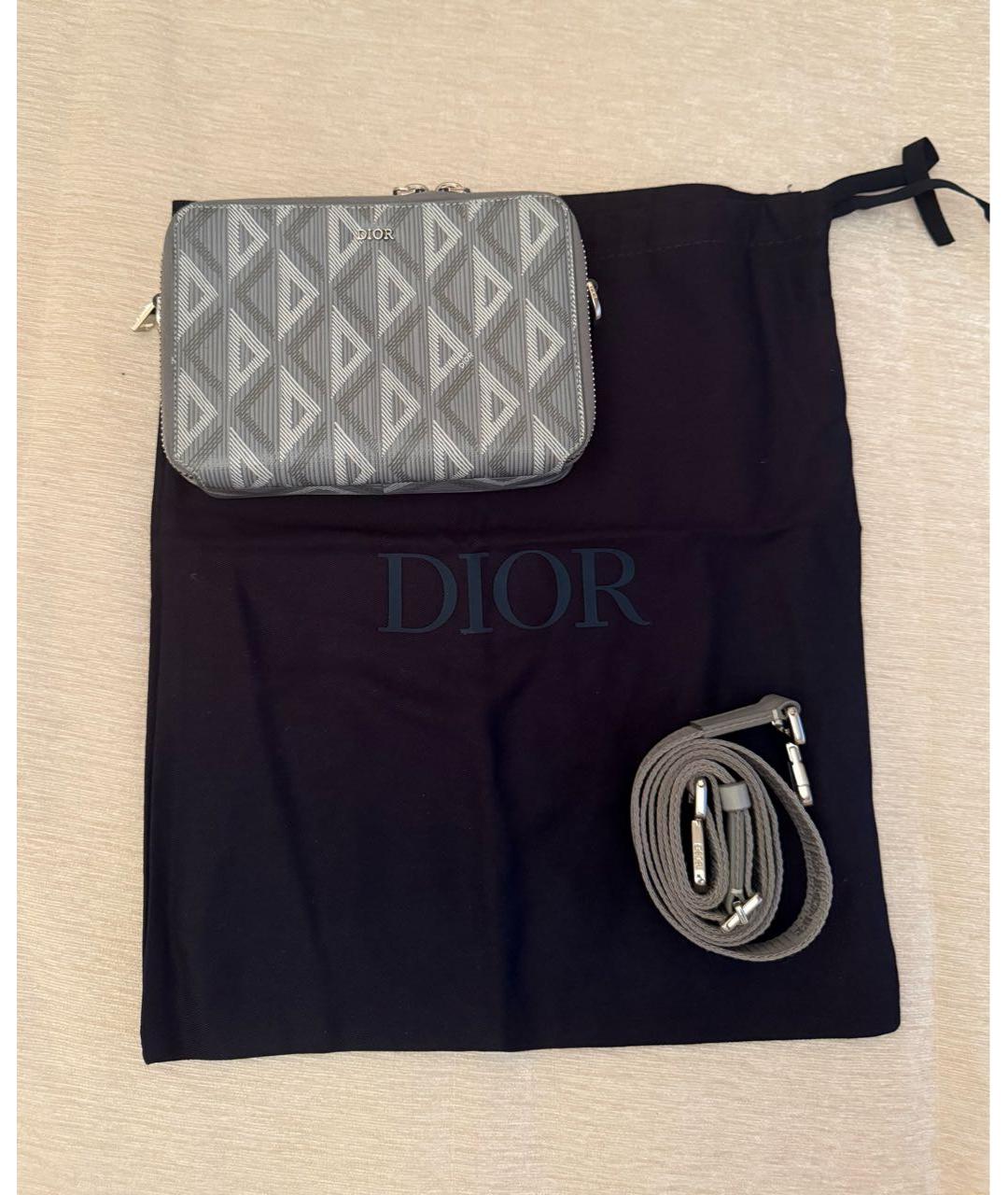 CHRISTIAN DIOR Серая кожаная сумка на плечо, фото 6