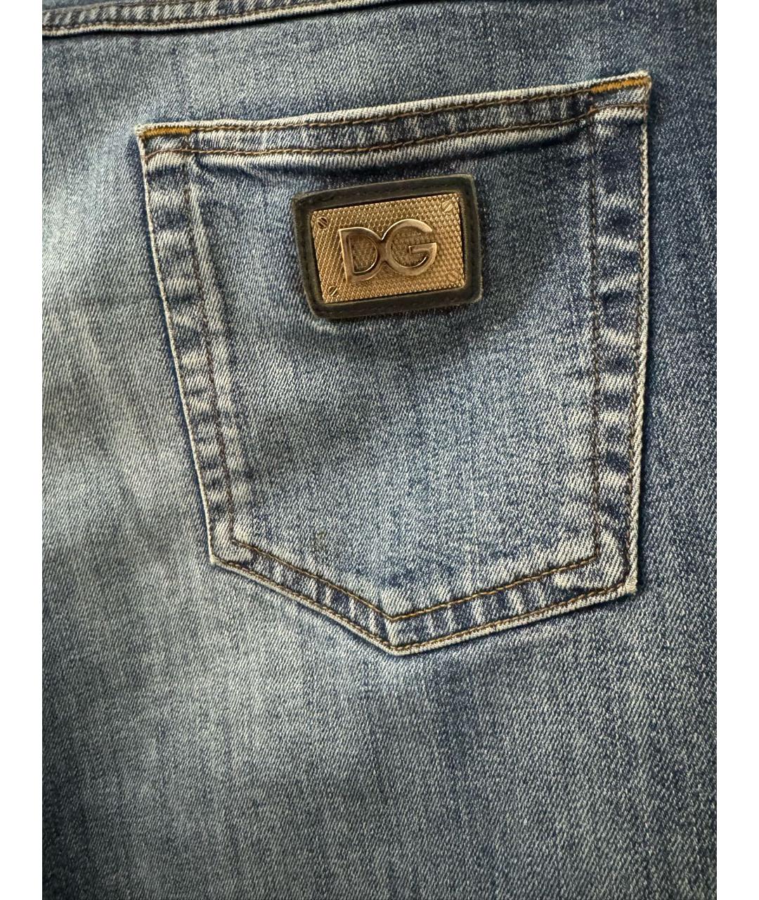 DOLCE&GABBANA Синие хлопковые прямые джинсы, фото 3