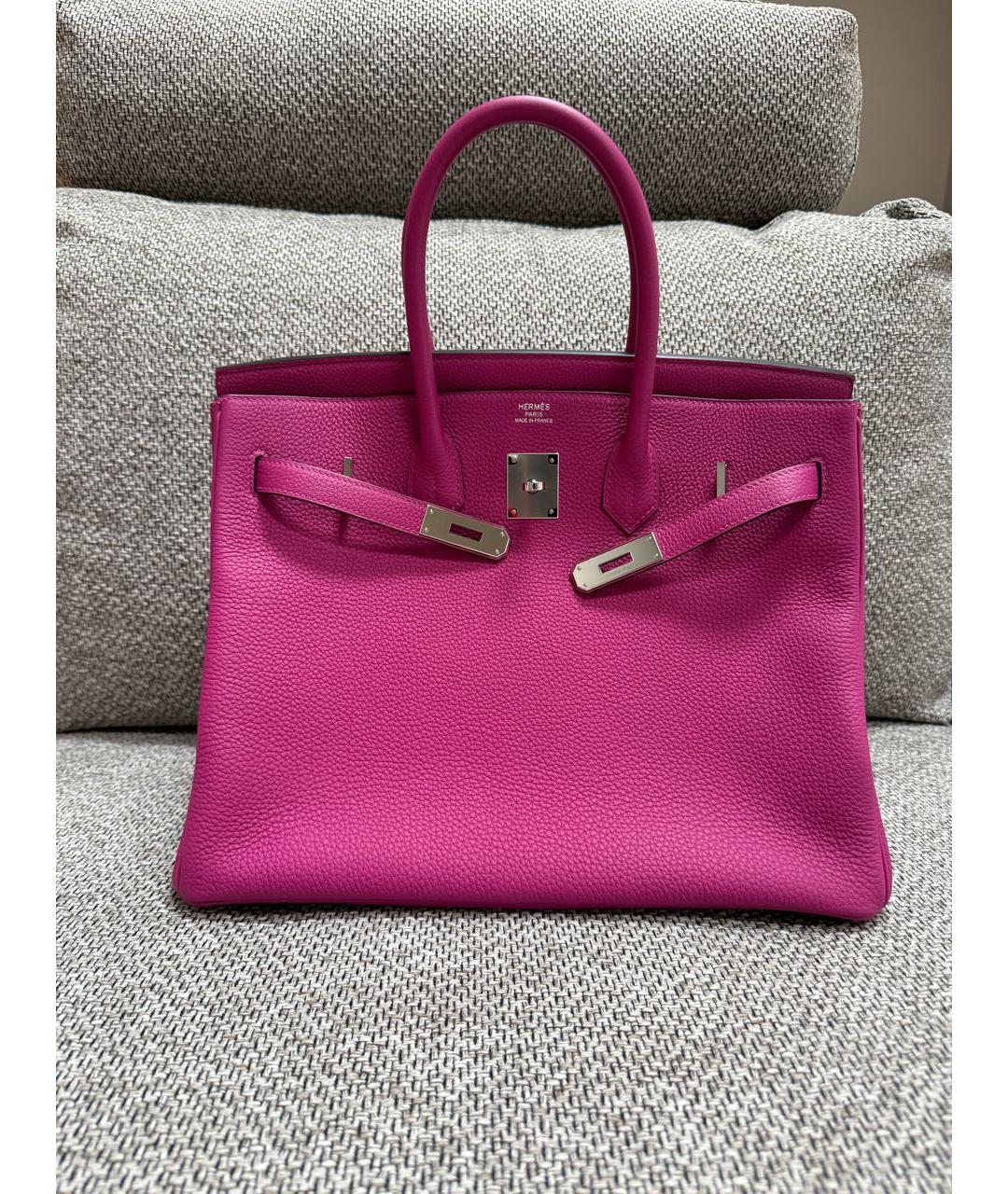 HERMES Розовая кожаная сумка тоут, фото 9