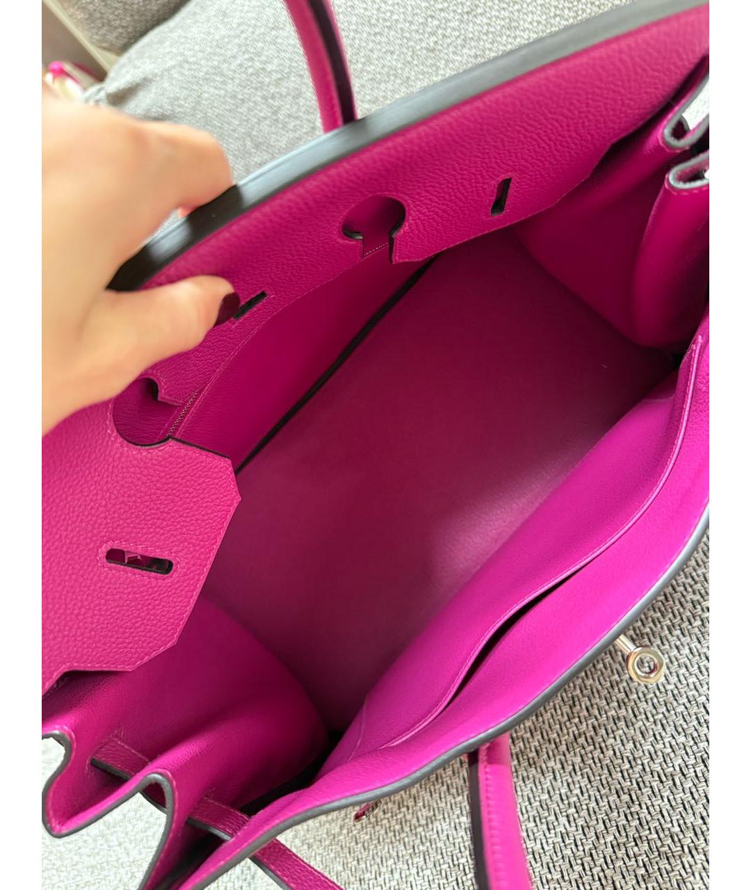 HERMES Розовая кожаная сумка тоут, фото 5