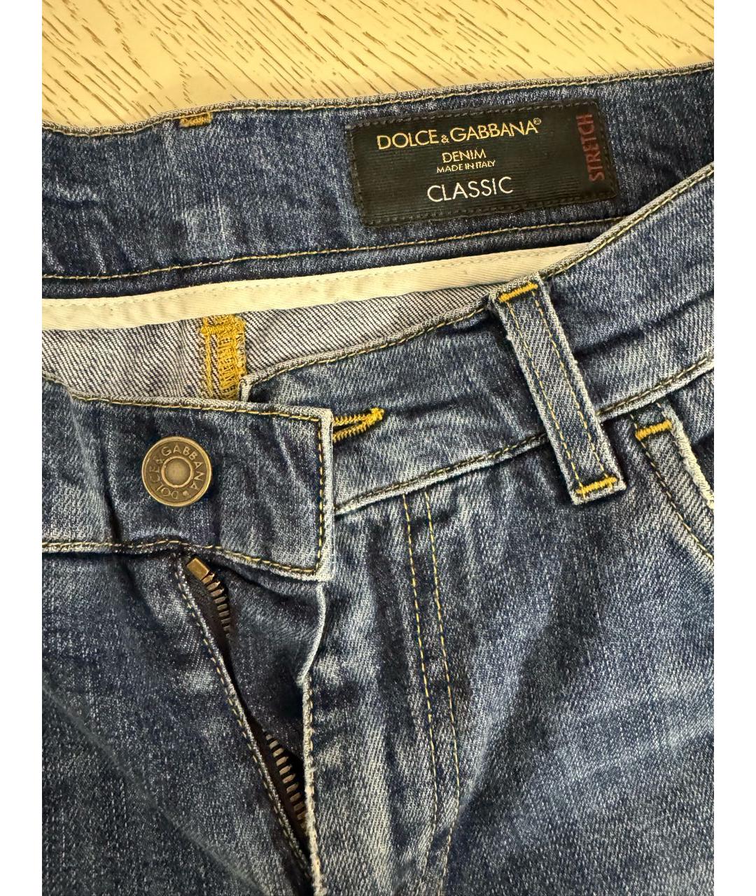 DOLCE&GABBANA Синие хлопковые прямые джинсы, фото 4