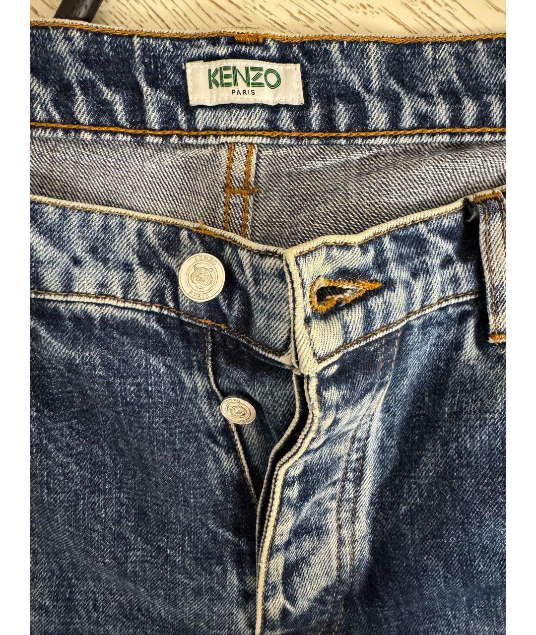 KENZO Голубые хлопковые прямые джинсы, фото 4