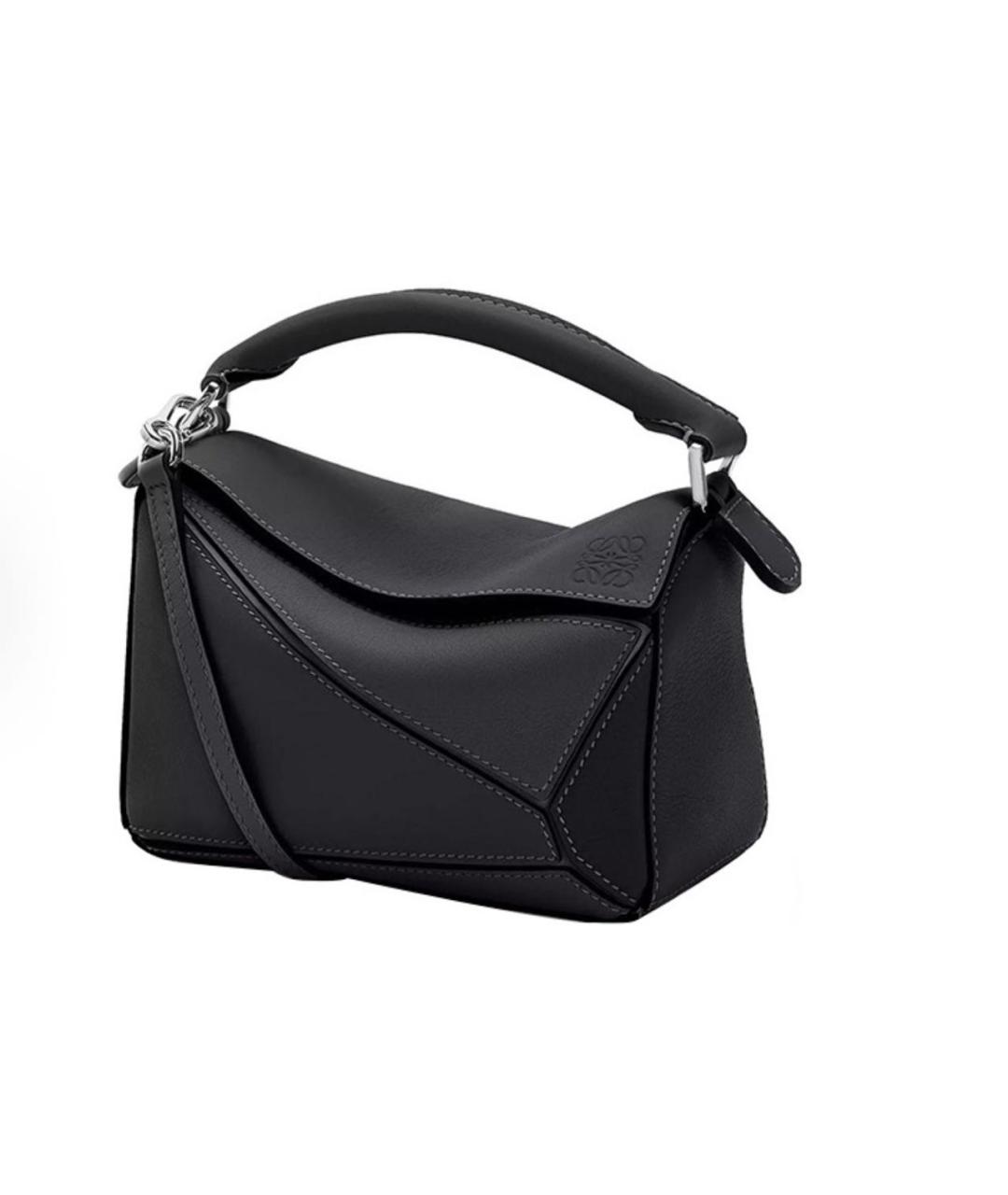 LOEWE Черная кожаная сумка с короткими ручками, фото 6