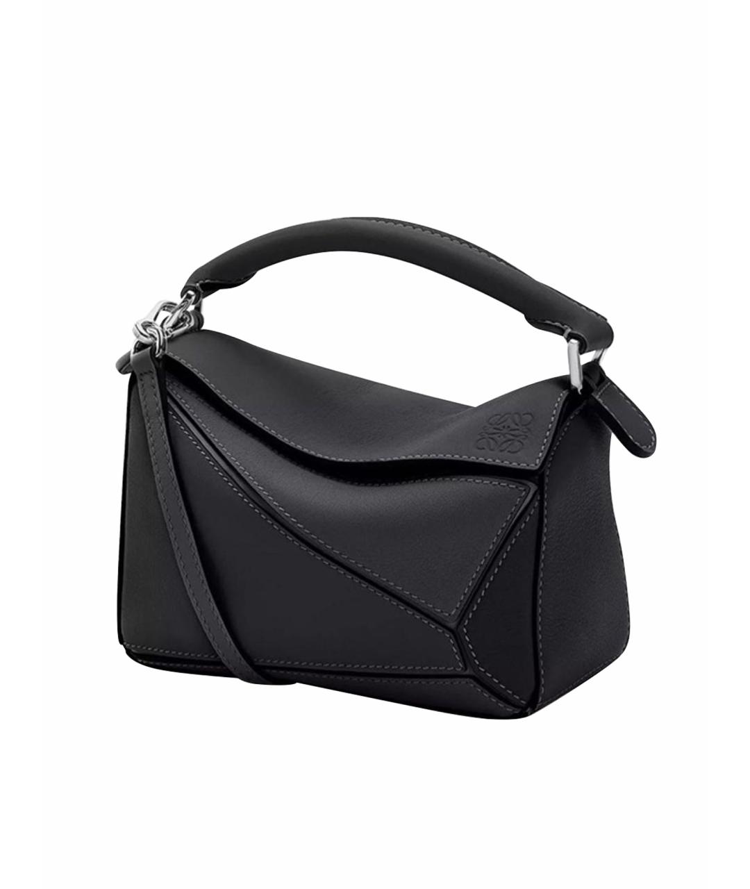 LOEWE Черная кожаная сумка с короткими ручками, фото 1