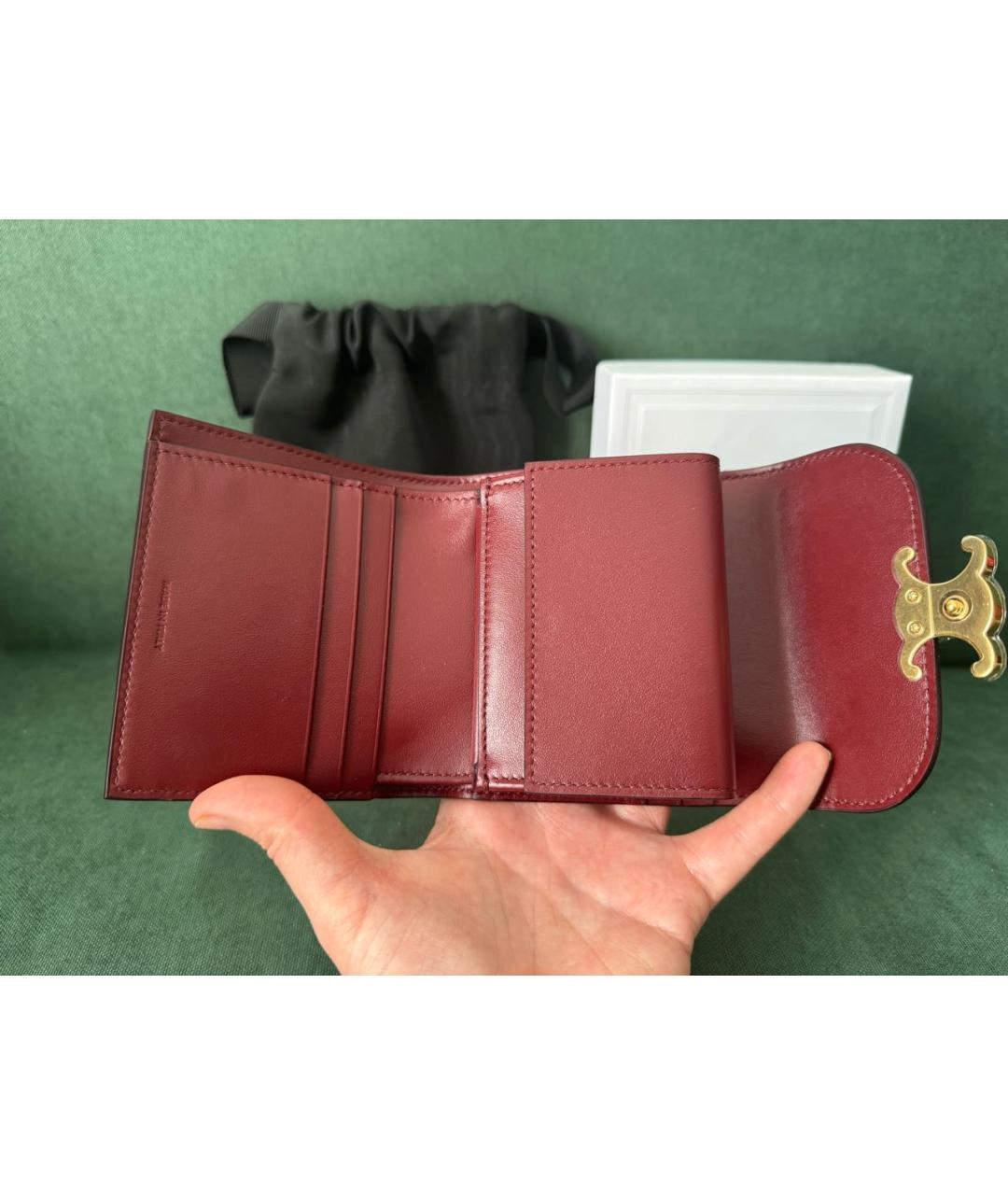 CELINE Бордовый кожаный кошелек, фото 5