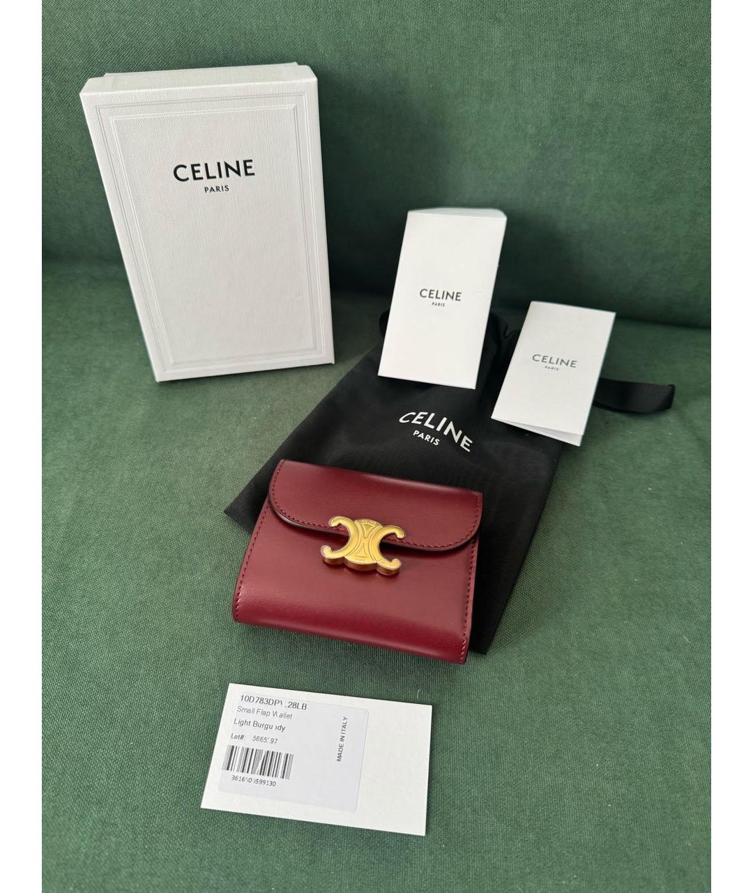 CELINE Бордовый кожаный кошелек, фото 2