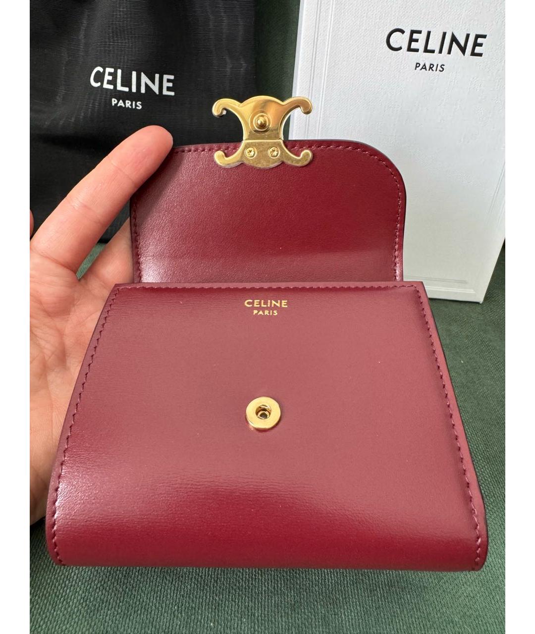 CELINE Бордовый кожаный кошелек, фото 6