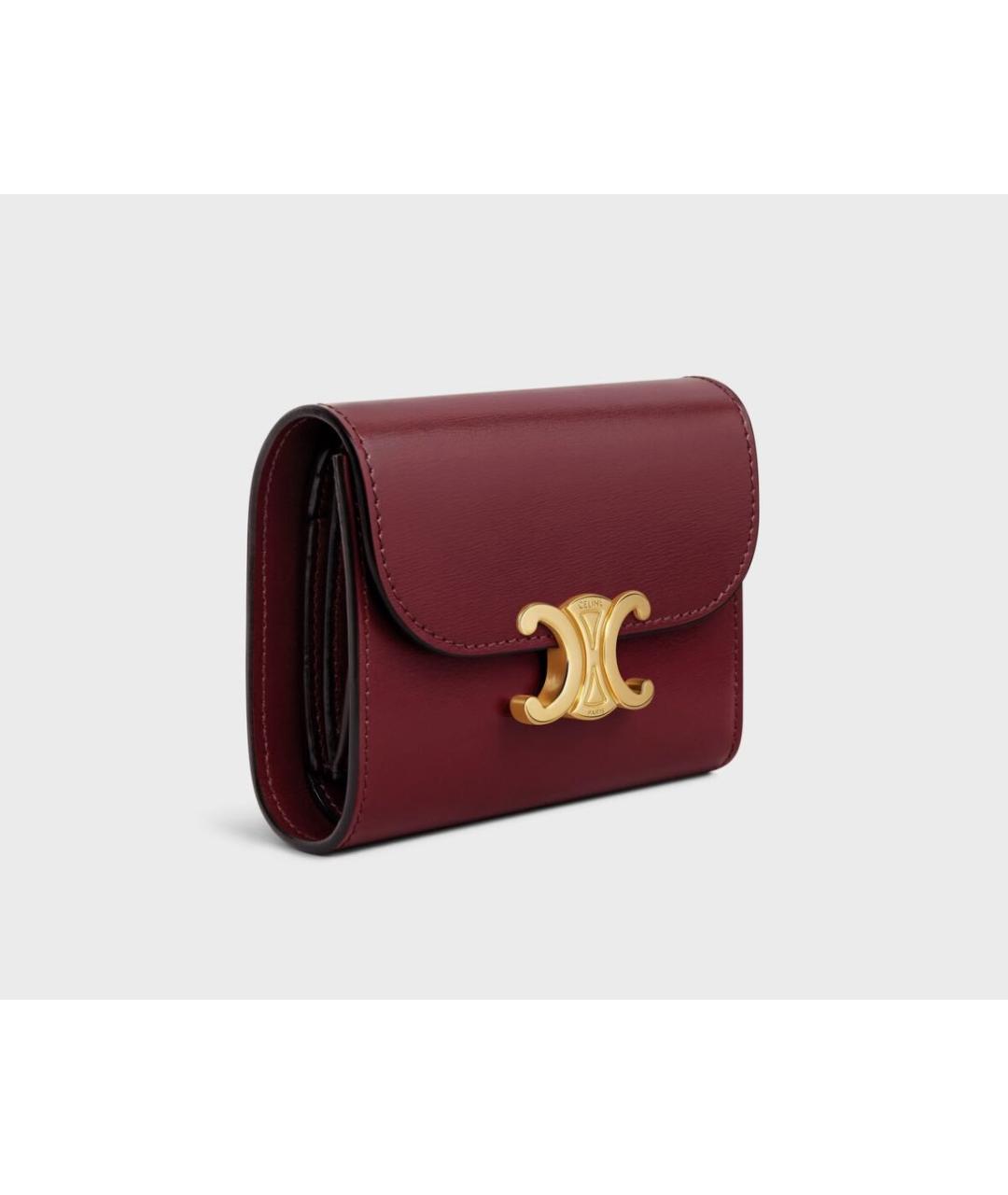 CELINE Бордовый кожаный кошелек, фото 7