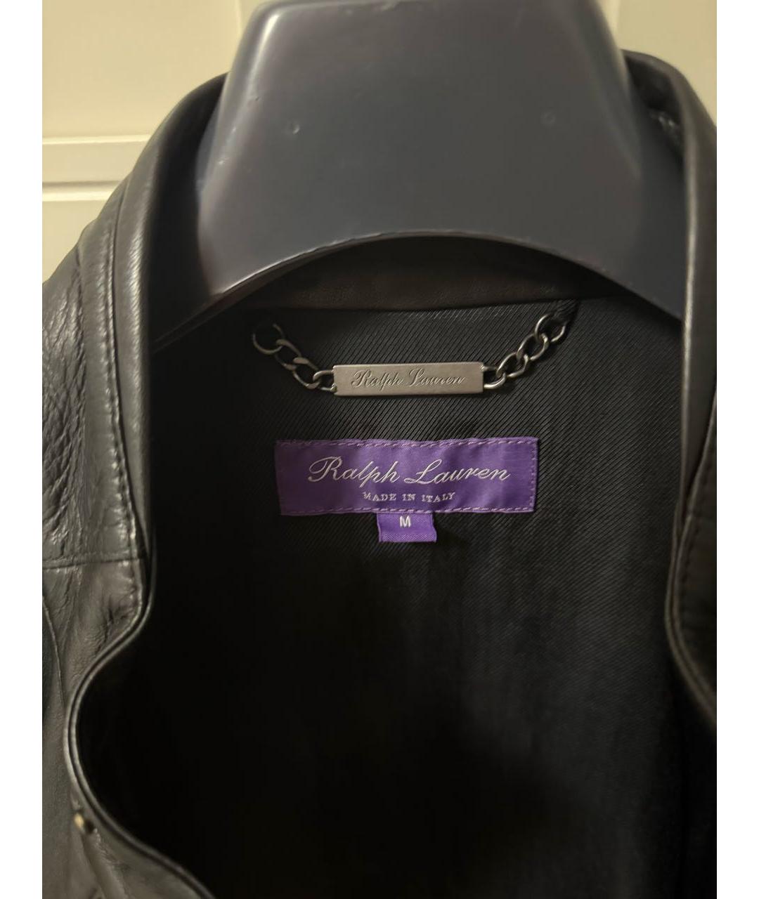 RALPH LAUREN PURPLE LABEL Черная кожаная куртка, фото 3