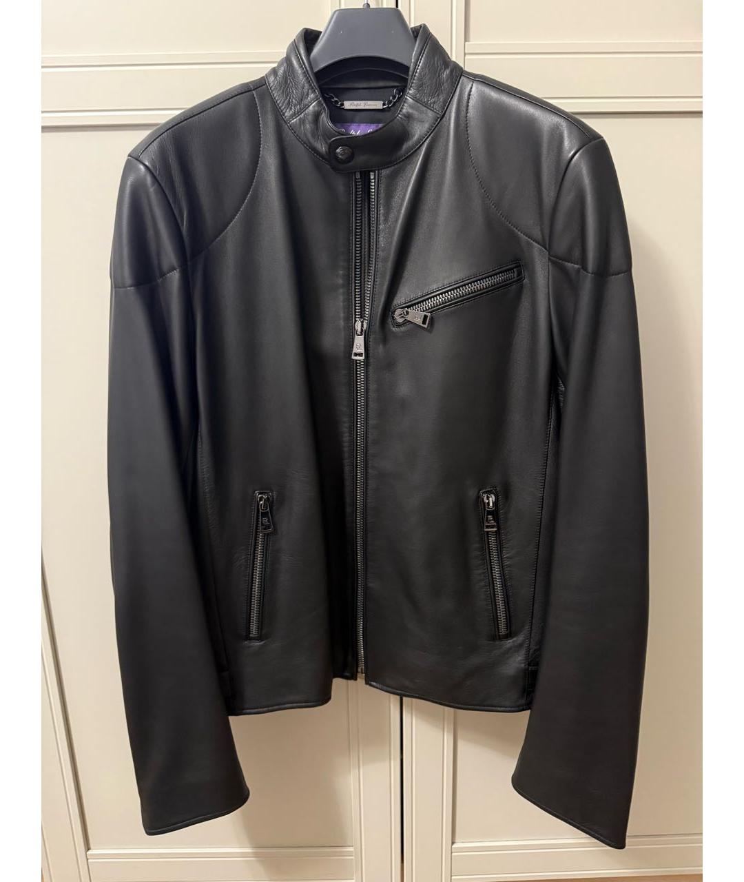 RALPH LAUREN PURPLE LABEL Черная кожаная куртка, фото 5