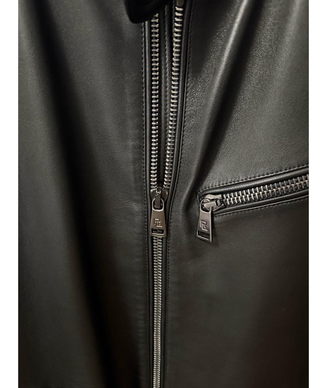RALPH LAUREN PURPLE LABEL Черная кожаная куртка, фото 4
