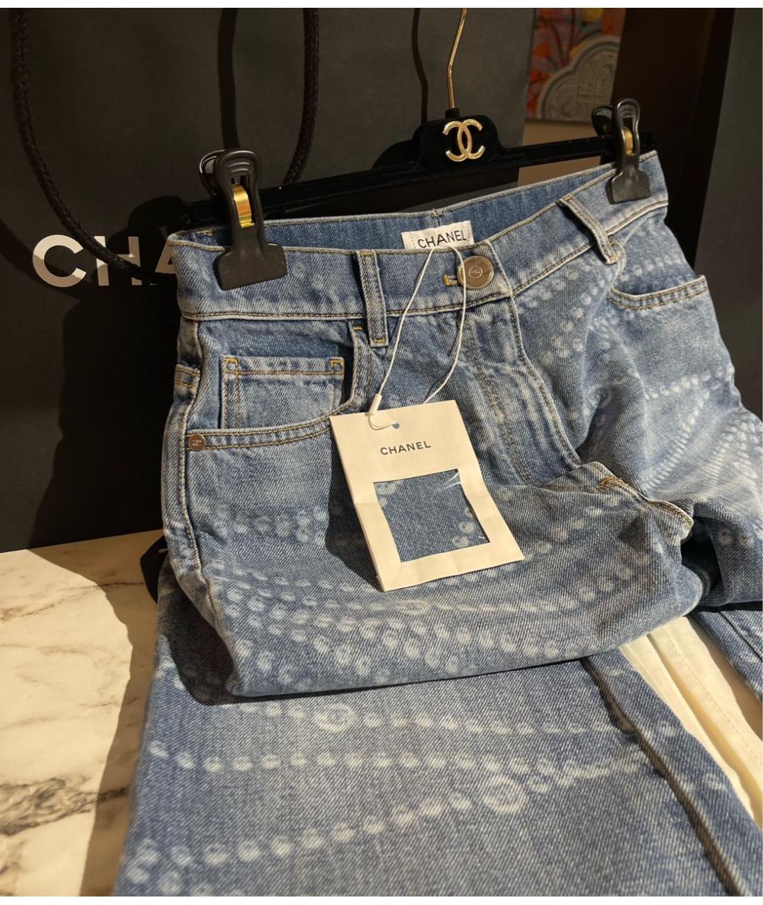 CHANEL Голубые прямые джинсы, фото 3