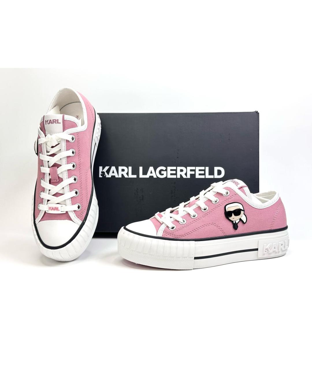 KARL LAGERFELD Коралловые текстильные кеды, фото 6