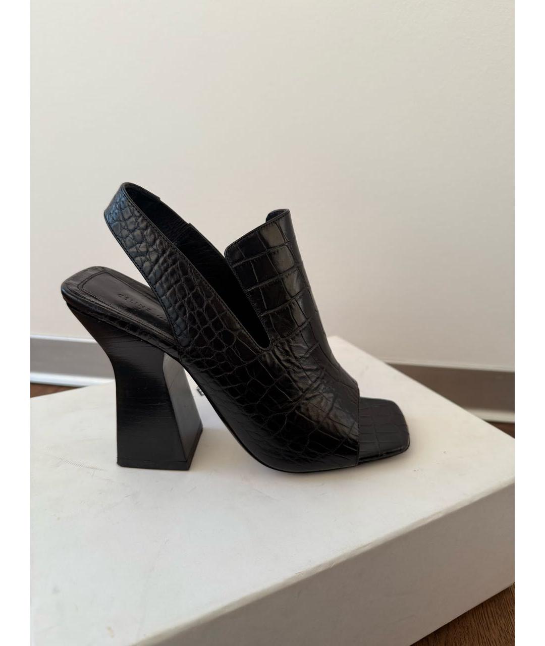 CELINE Черные кожаные босоножки, фото 4