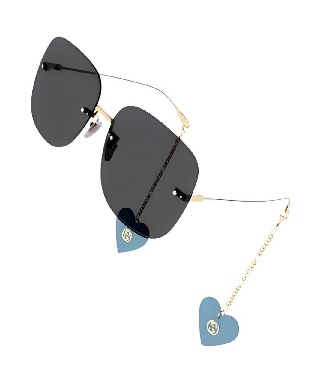GUCCI Золотые металлические солнцезащитные очки, фото 2