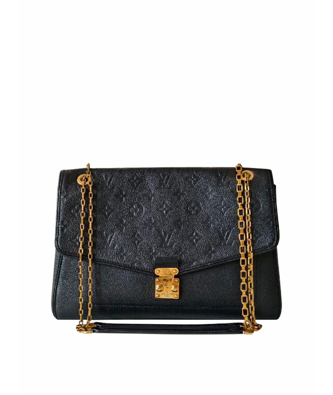 LOUIS VUITTON Черная кожаная сумка с короткими ручками, фото 1