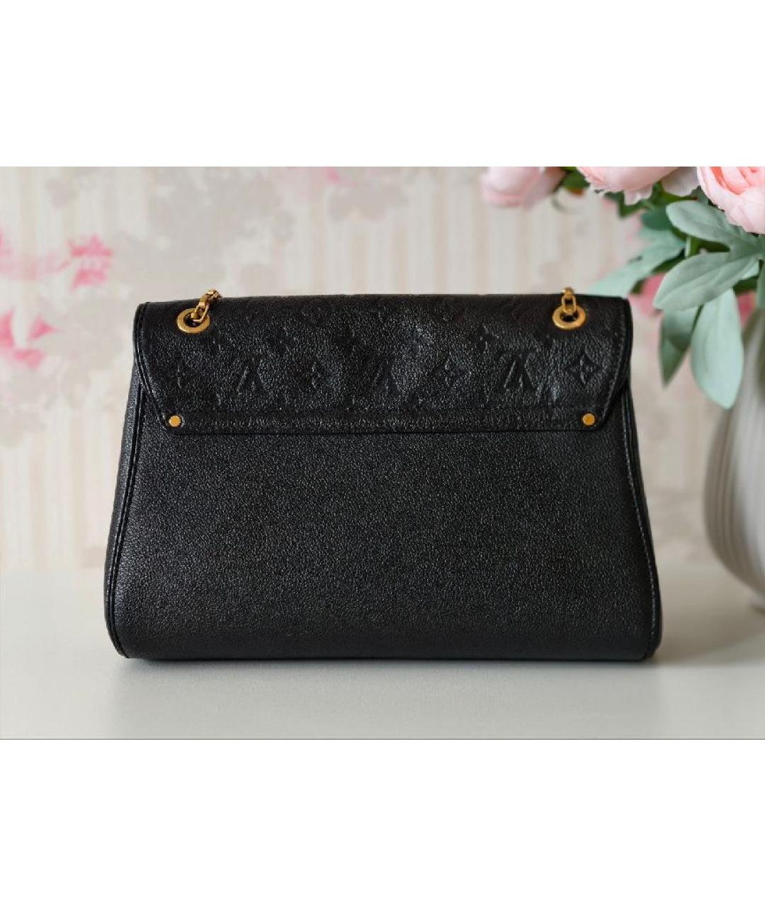 LOUIS VUITTON Черная кожаная сумка с короткими ручками, фото 3