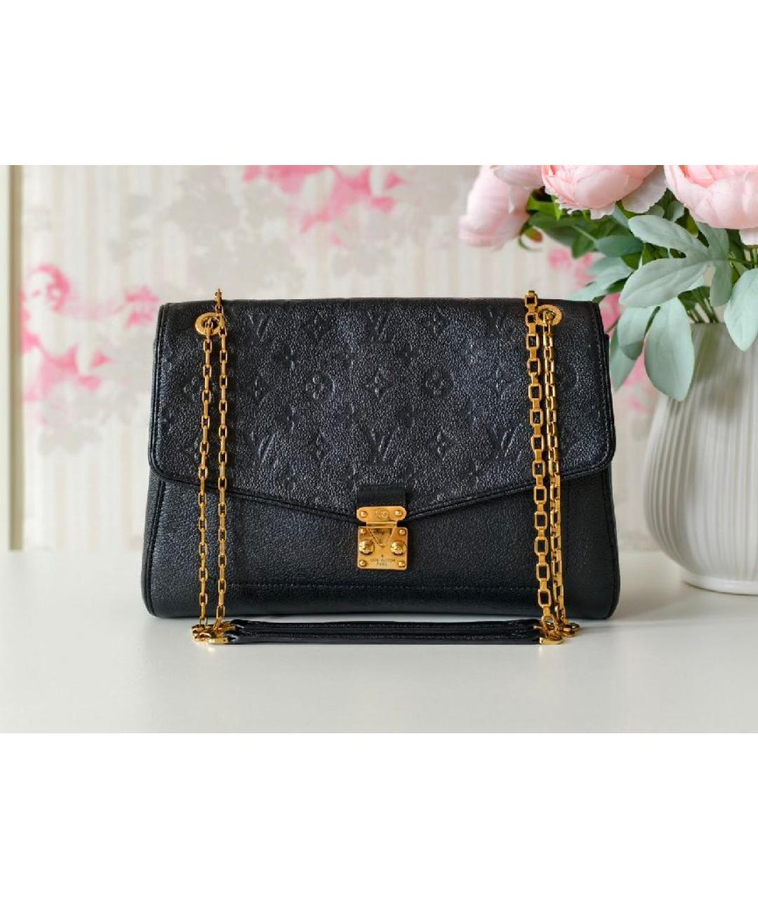 LOUIS VUITTON Черная кожаная сумка с короткими ручками, фото 9
