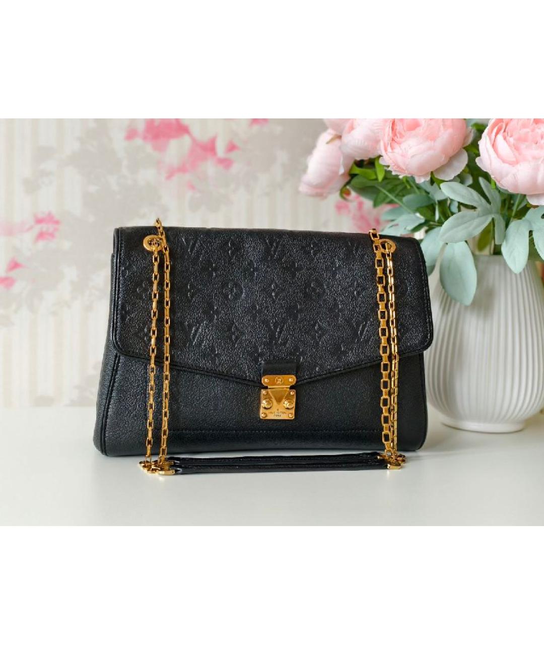 LOUIS VUITTON Черная кожаная сумка с короткими ручками, фото 2