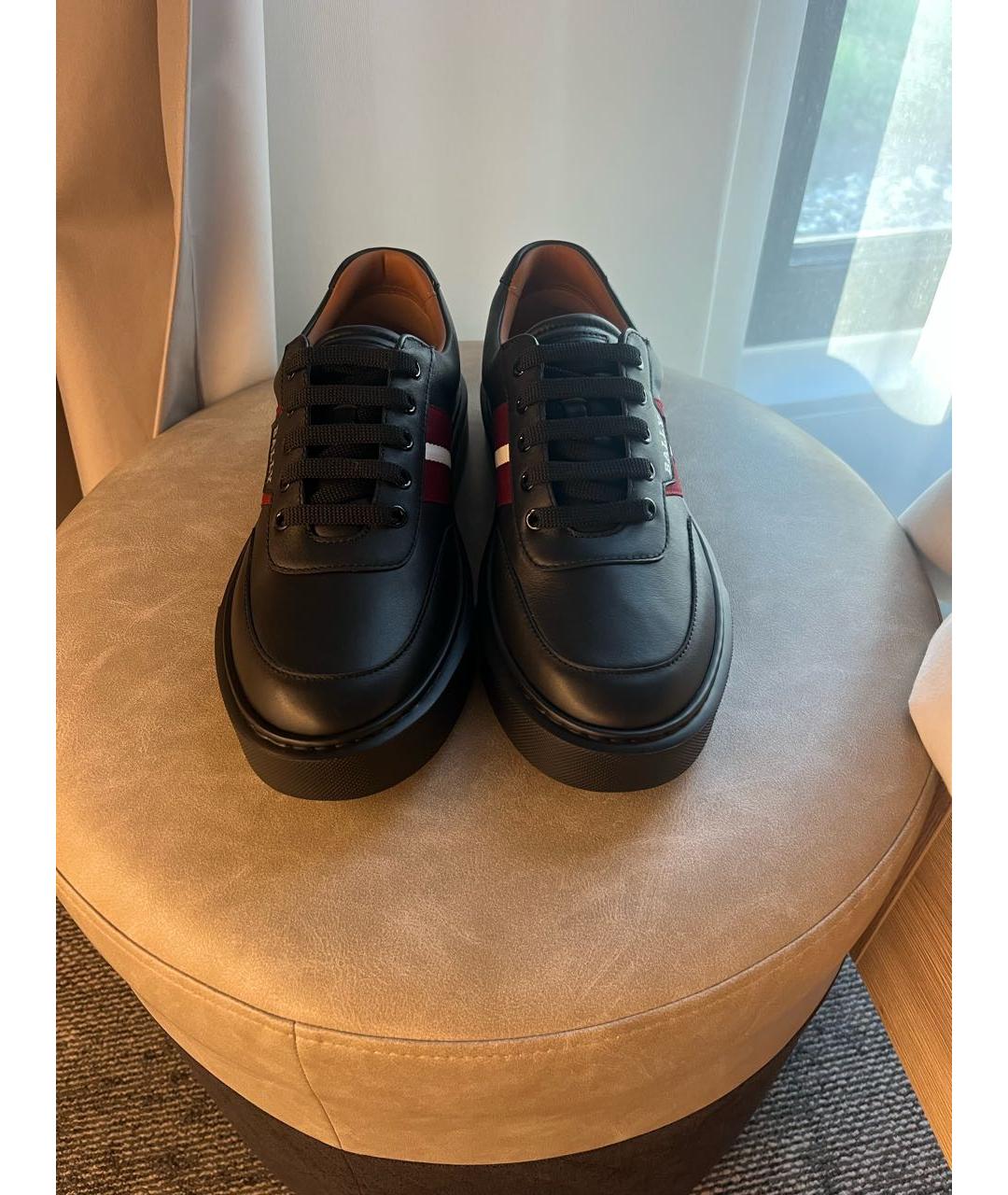 BALLY Черные кожаные низкие кроссовки / кеды, фото 2