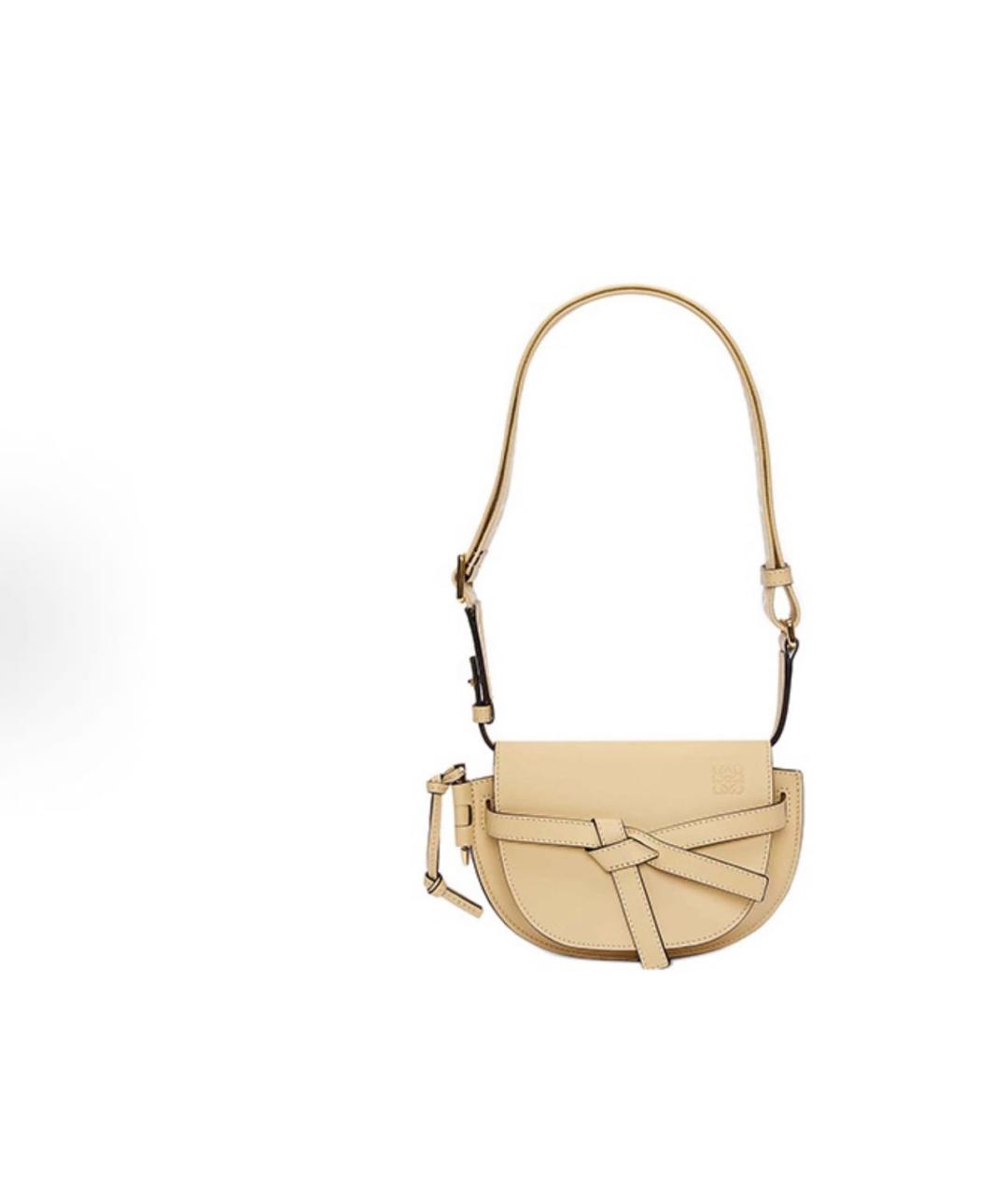 LOEWE Бежевая кожаная сумка через плечо, фото 4