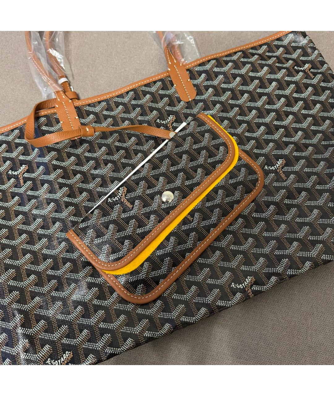 GOYARD Коричневая кожаная сумка тоут, фото 4