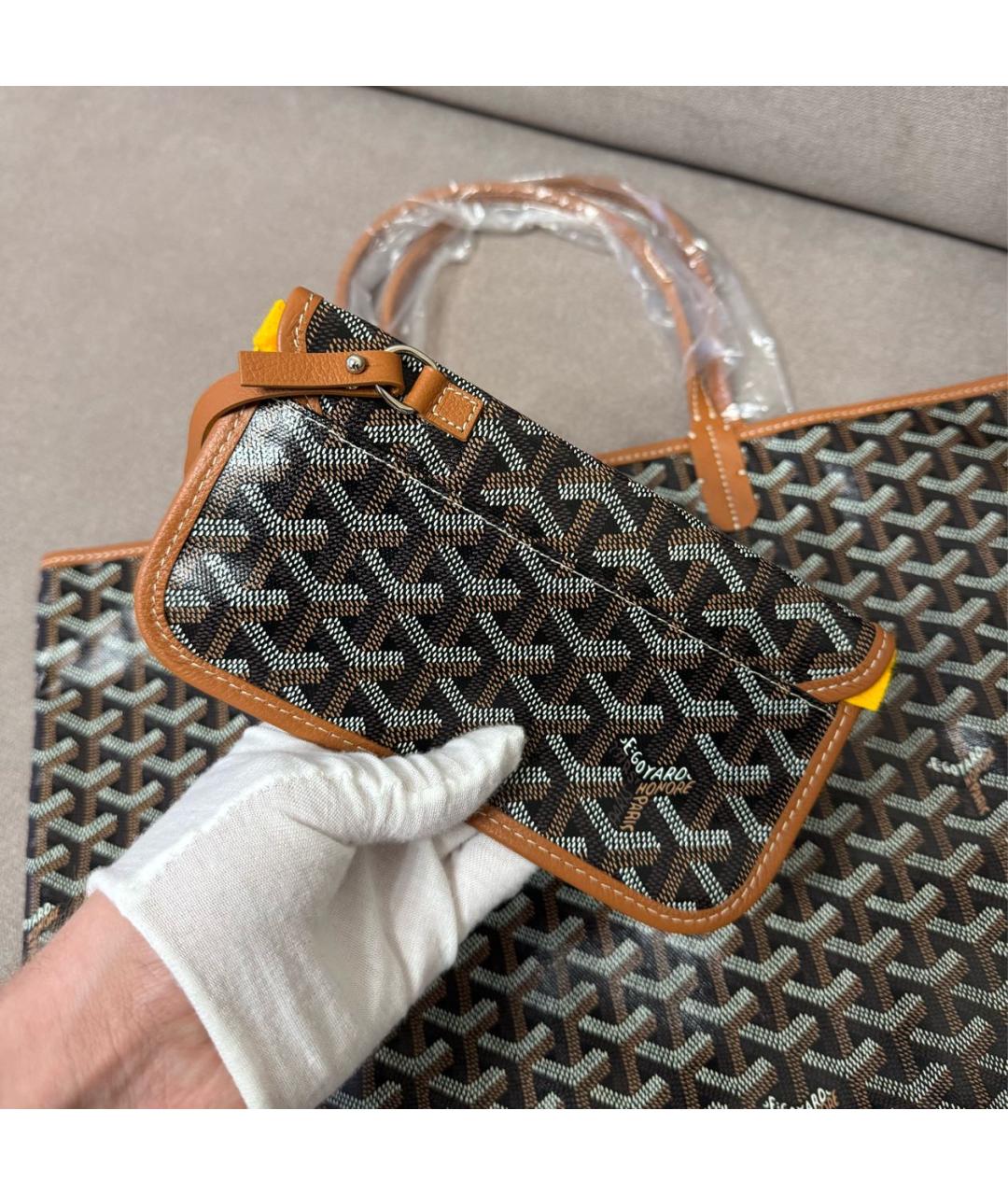 GOYARD Коричневая кожаная сумка тоут, фото 6