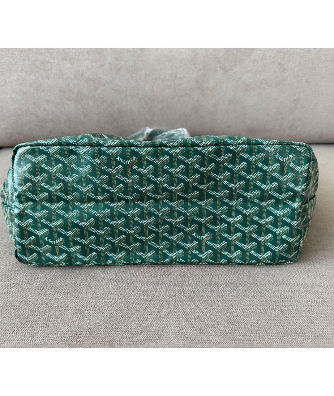 GOYARD Зеленая кожаная сумка тоут, фото 7