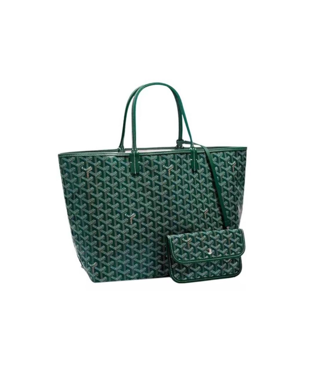 GOYARD Зеленая кожаная сумка тоут, фото 9