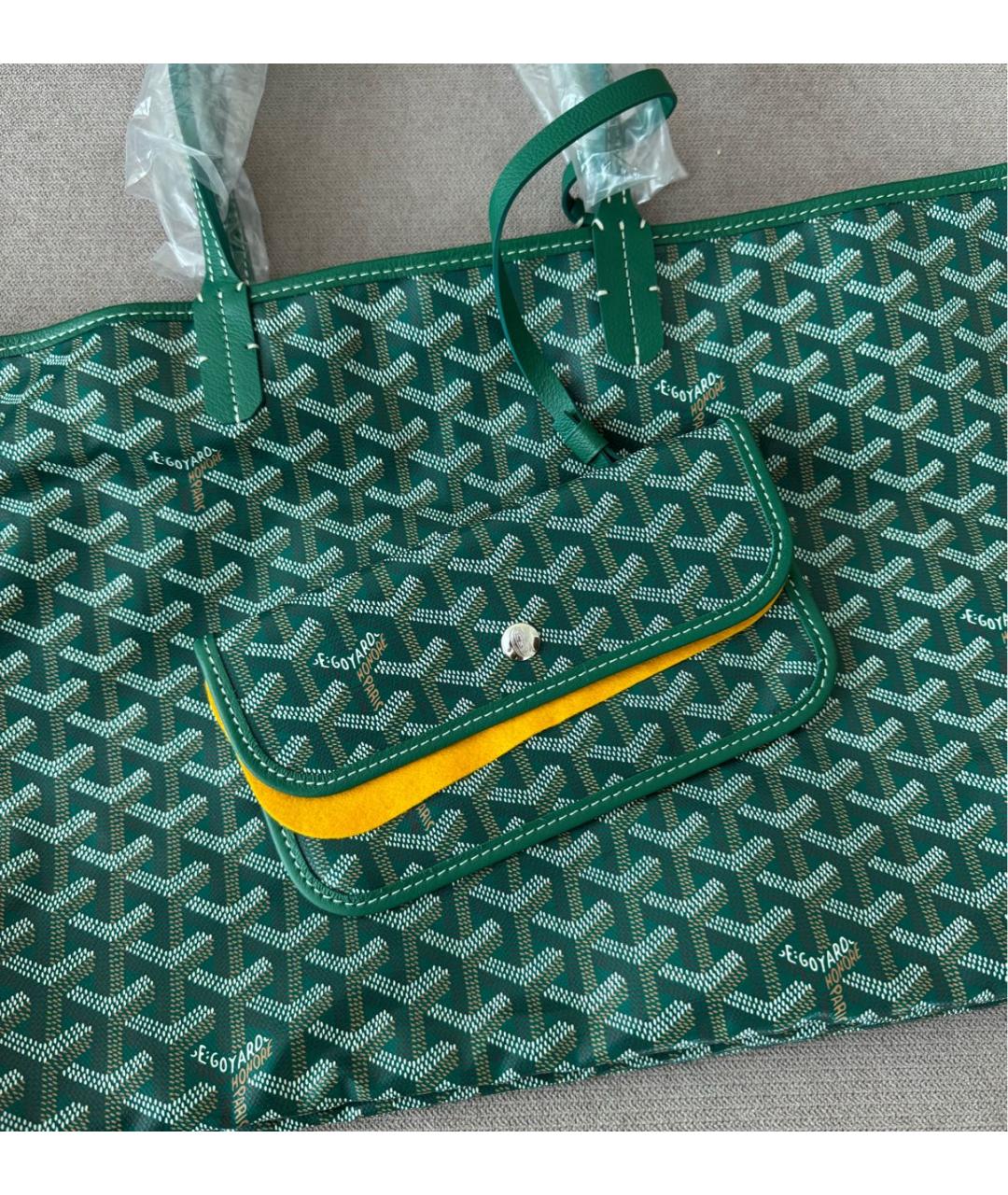 GOYARD Зеленая кожаная сумка тоут, фото 4