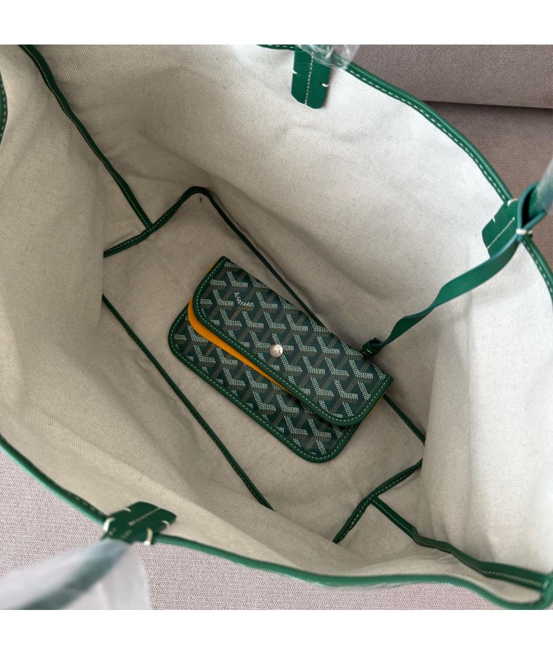GOYARD Зеленая кожаная сумка тоут, фото 6