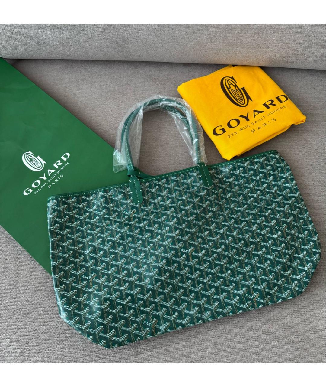GOYARD Зеленая кожаная сумка тоут, фото 8