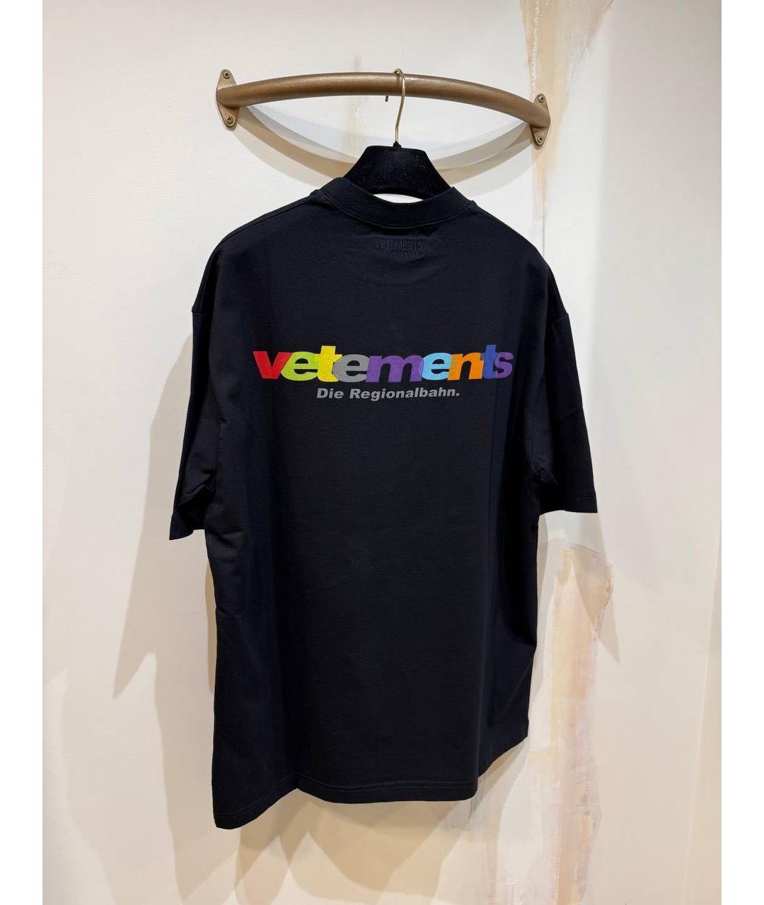 VETEMENTS Черная хлопковая футболка, фото 3