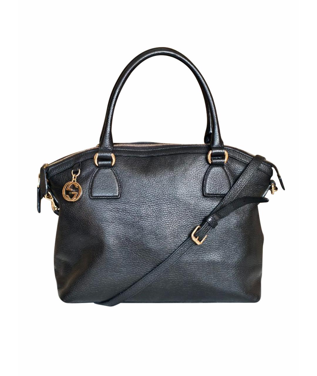 GUCCI Черная кожаная сумка с короткими ручками, фото 1