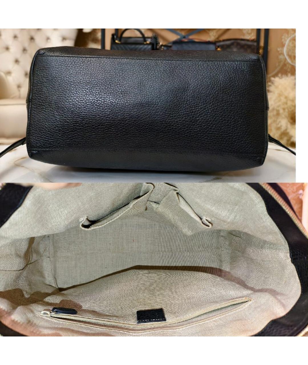 GUCCI Черная кожаная сумка с короткими ручками, фото 7