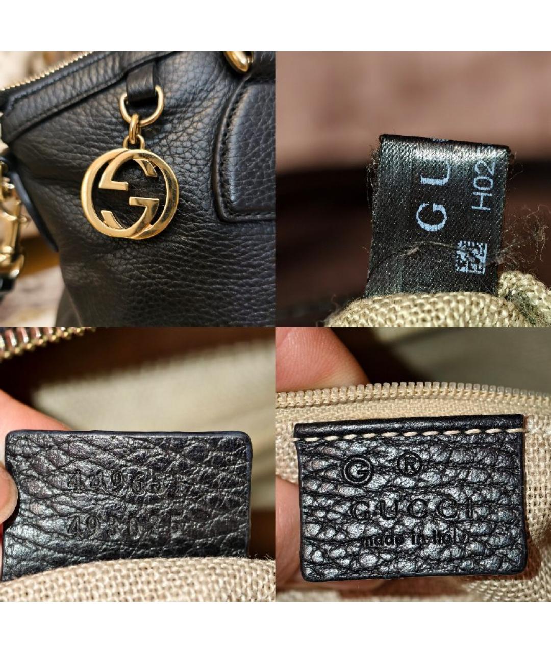 GUCCI Черная кожаная сумка с короткими ручками, фото 5