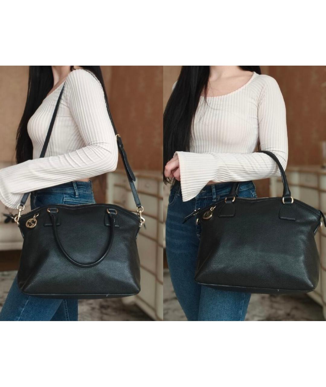 GUCCI Черная кожаная сумка с короткими ручками, фото 4