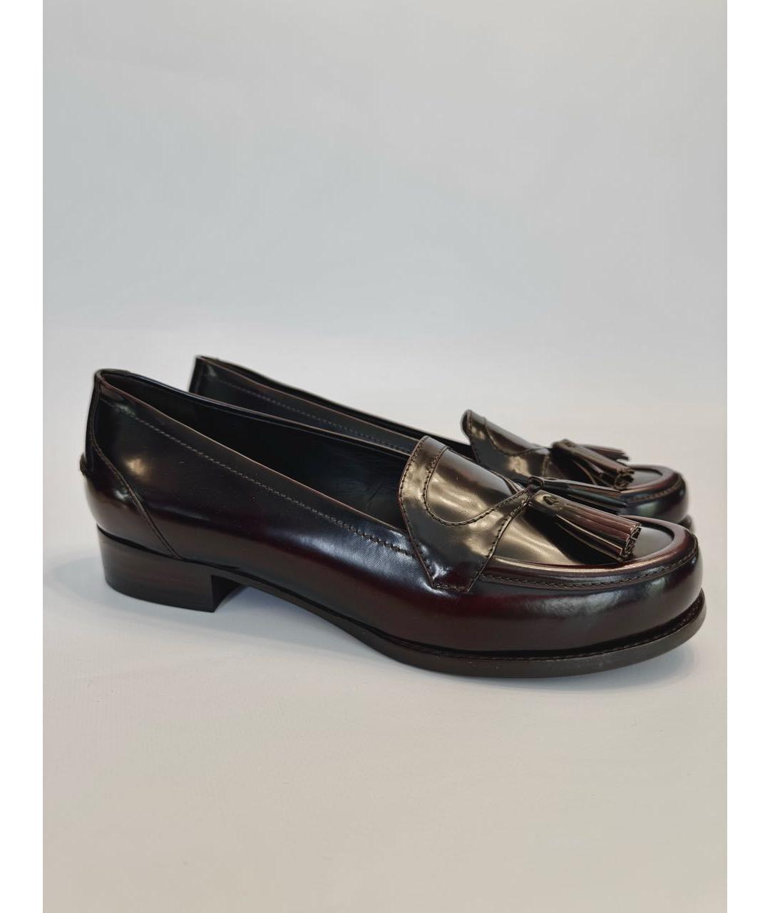 BOTTEGA VENETA Бордовые кожаные лоферы, фото 5