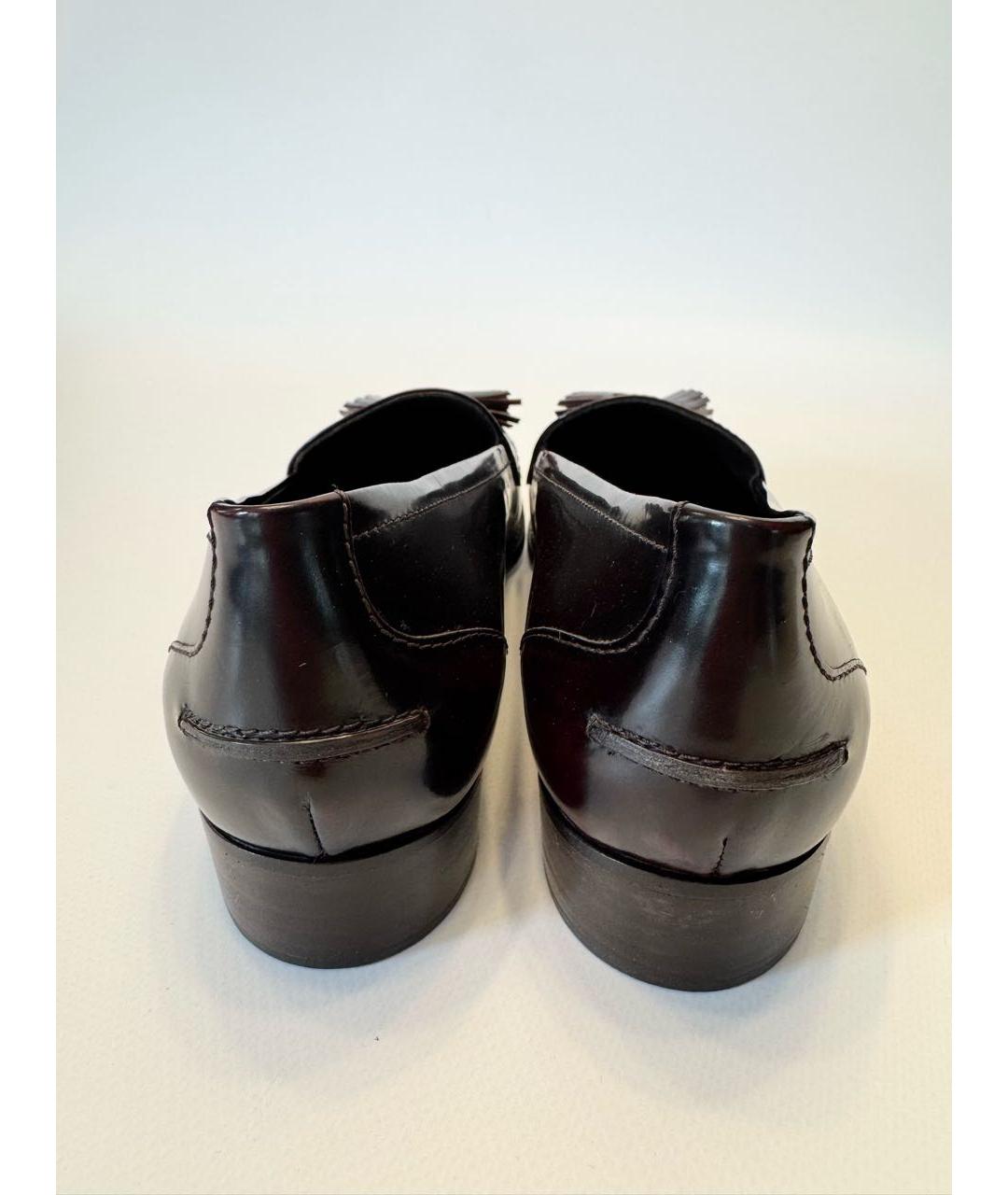 BOTTEGA VENETA Бордовые кожаные лоферы, фото 3