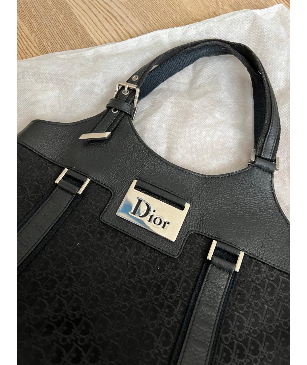 CHRISTIAN DIOR Черная кожаная сумка тоут, фото 3