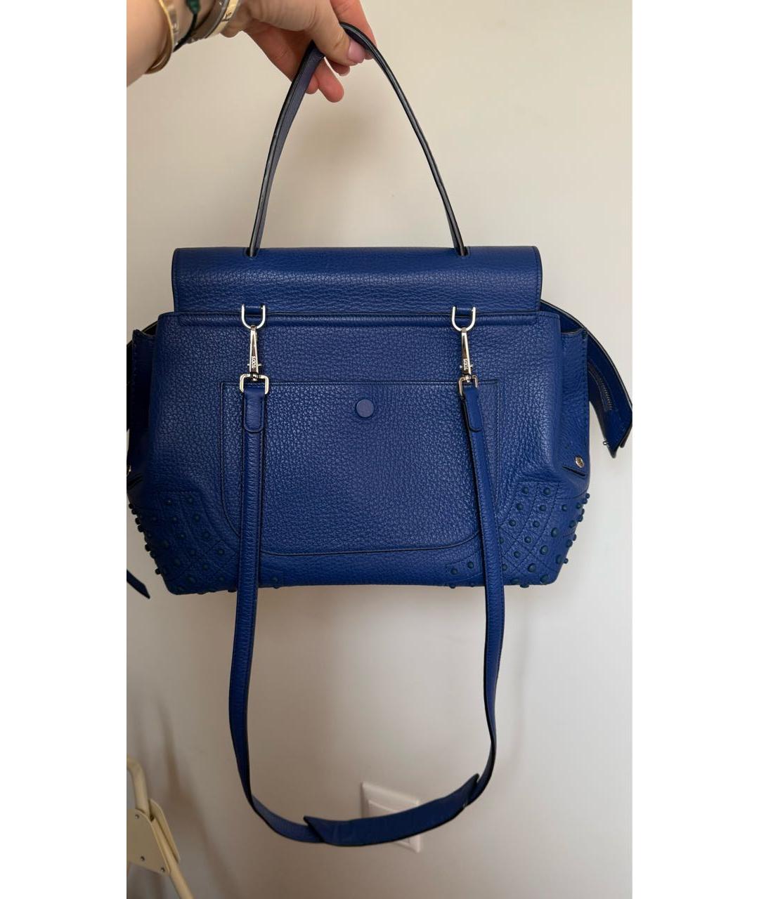 TOD'S Синяя кожаная сумка с короткими ручками, фото 3