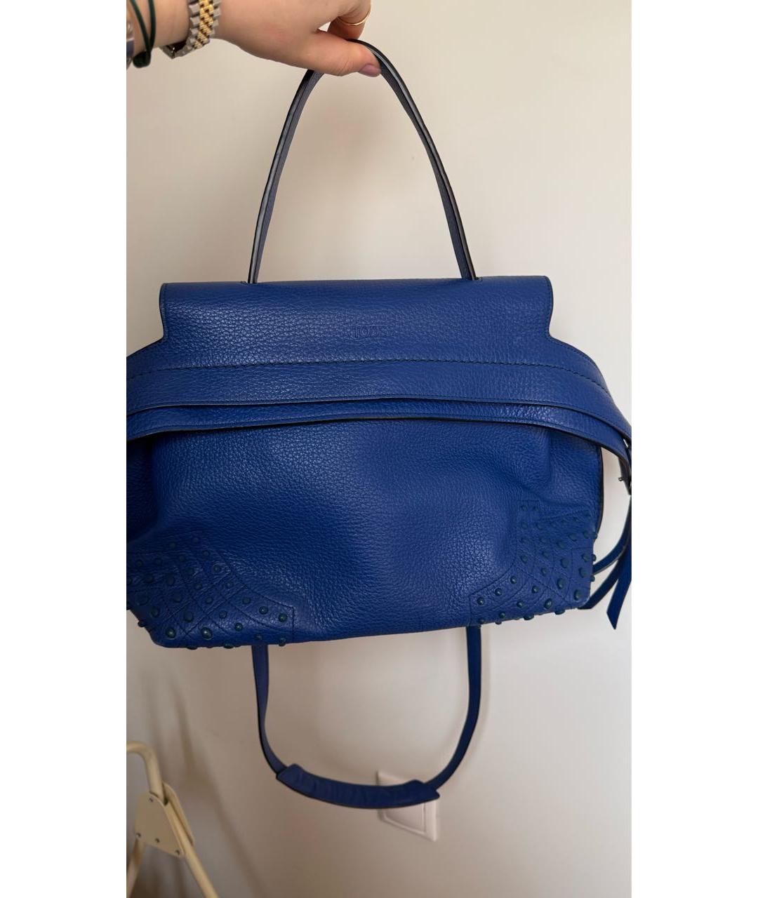 TOD'S Синяя кожаная сумка с короткими ручками, фото 5