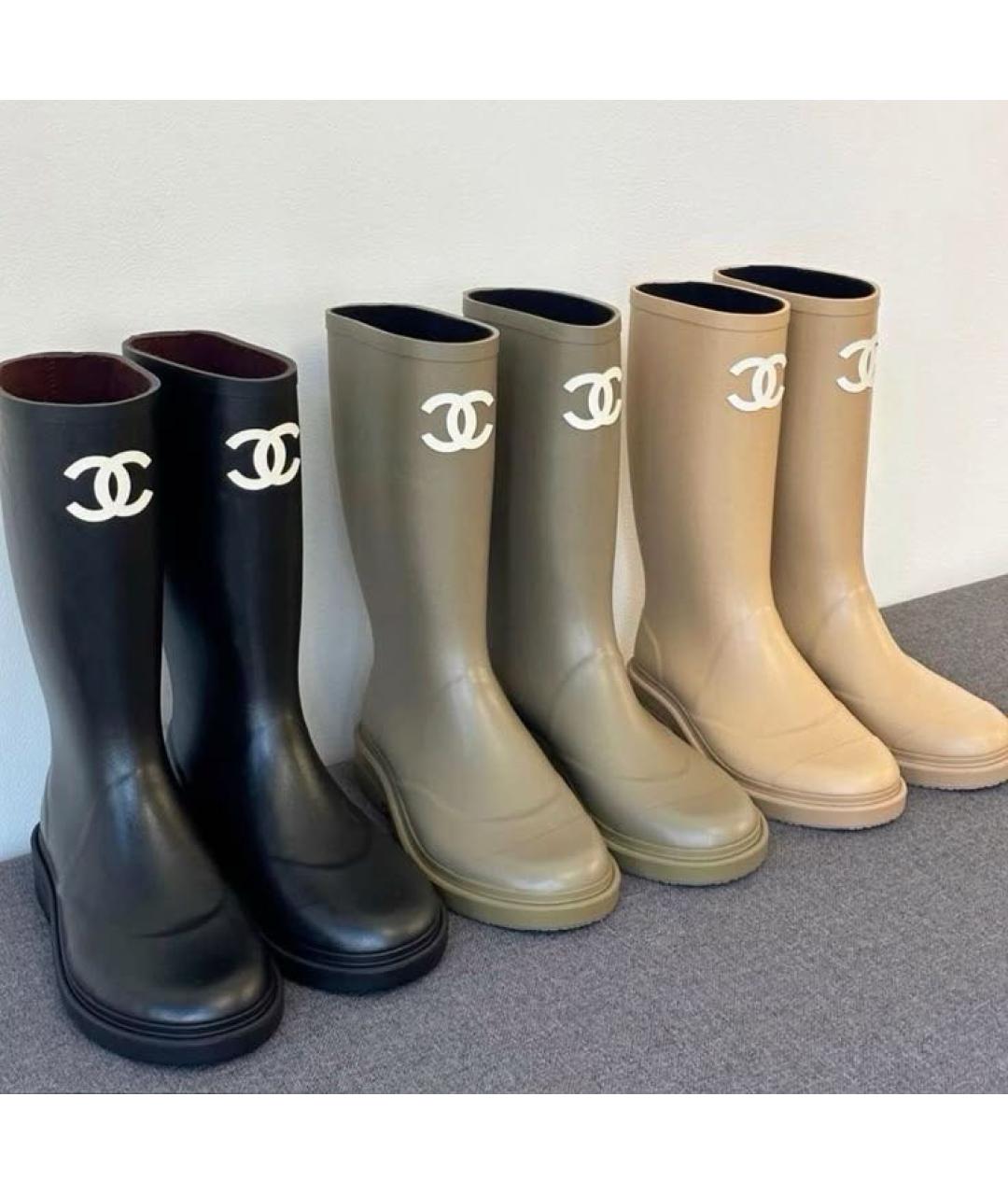 CHANEL Бежевые резиновые сапоги, фото 4