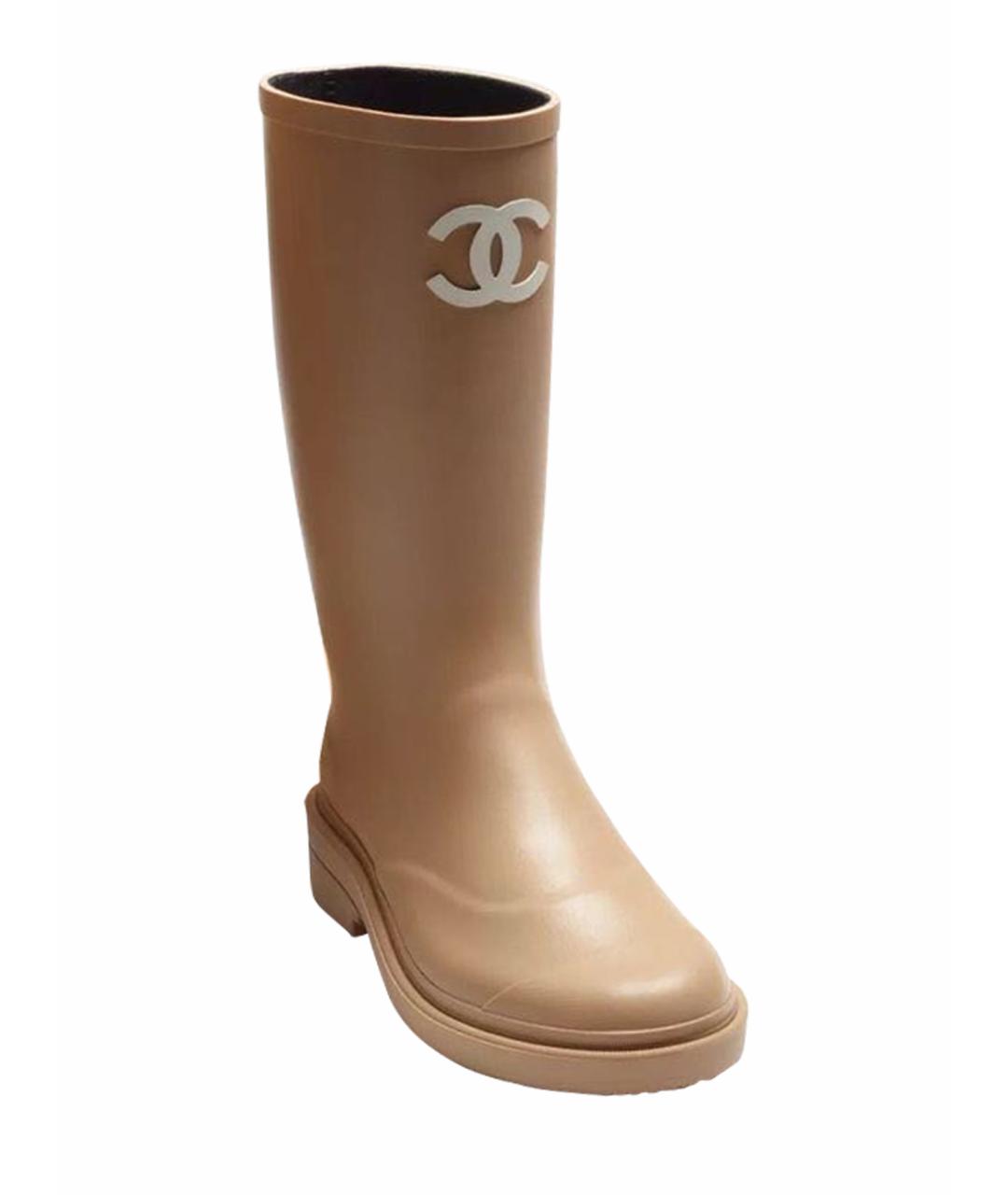 CHANEL Бежевые резиновые сапоги, фото 1