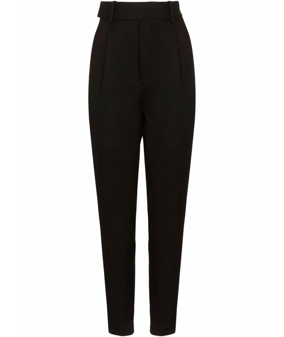 SAINT LAURENT Черные шерстяные прямые брюки, фото 1